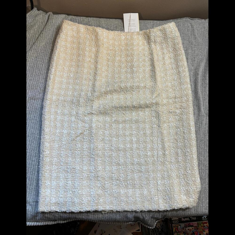 Winser London Tweed Pencil Skirt - Ivory Size 12
